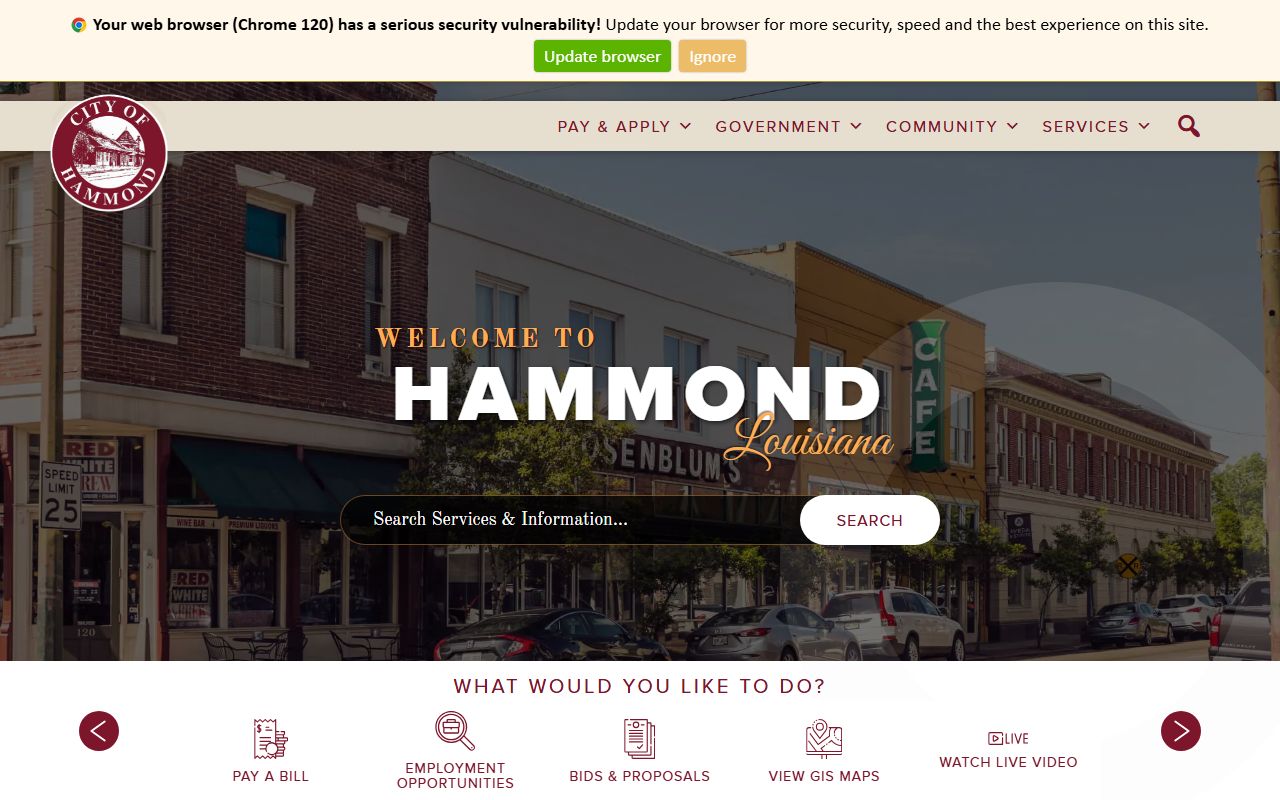 City of Hammond portal for Hammond property tax records
