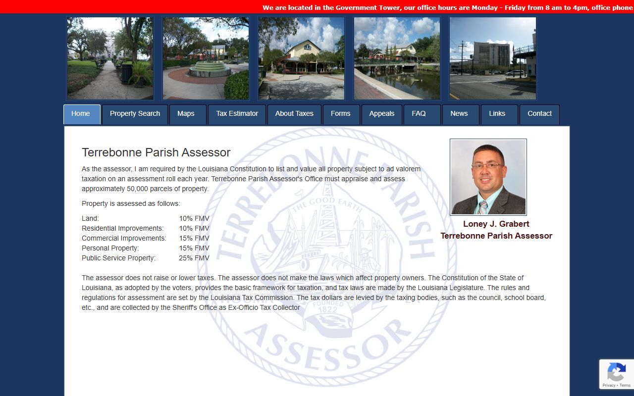 Terrebonne Parish Assessor website for Houma property tax records
