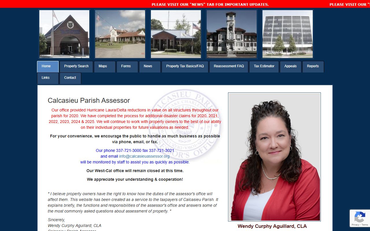 Calcasieu Parish Assessor website for Lake Charles property tax records