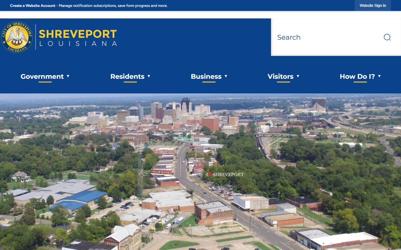 City of Shreveport portal for Shreveport property tax records