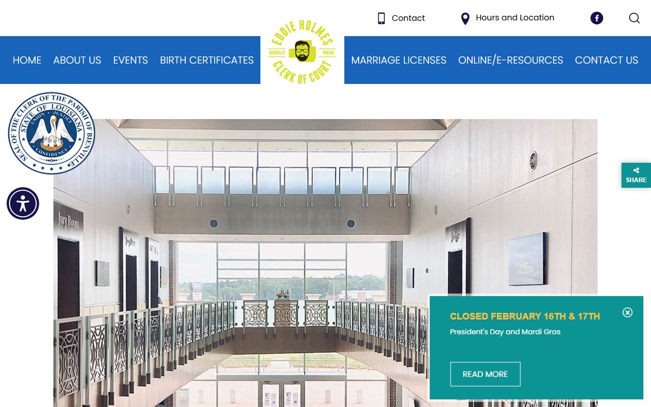 Bienville Parish Clerk of Court website for property records