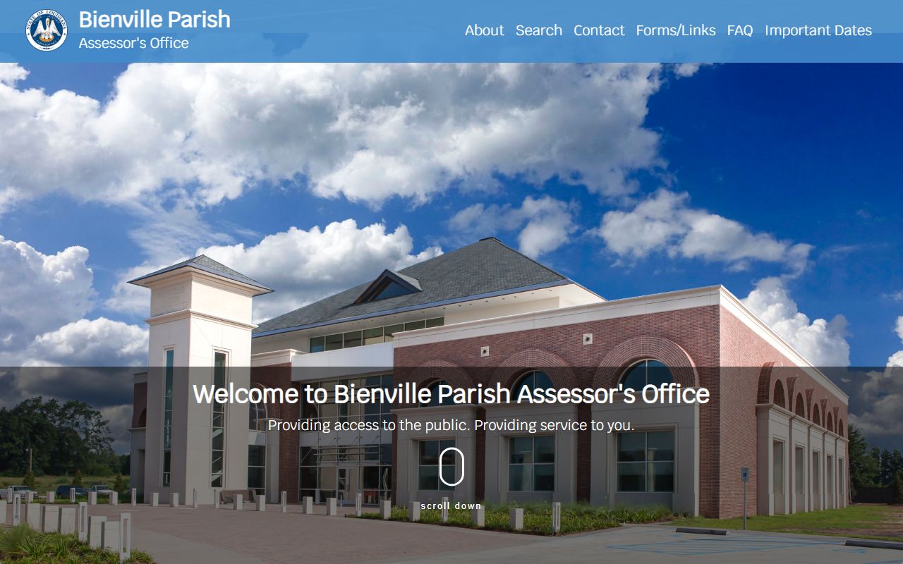 Bienville Parish Assessor main website for property tax records