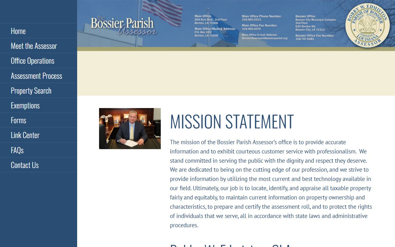 Bossier Parish Assessor main website for property tax records