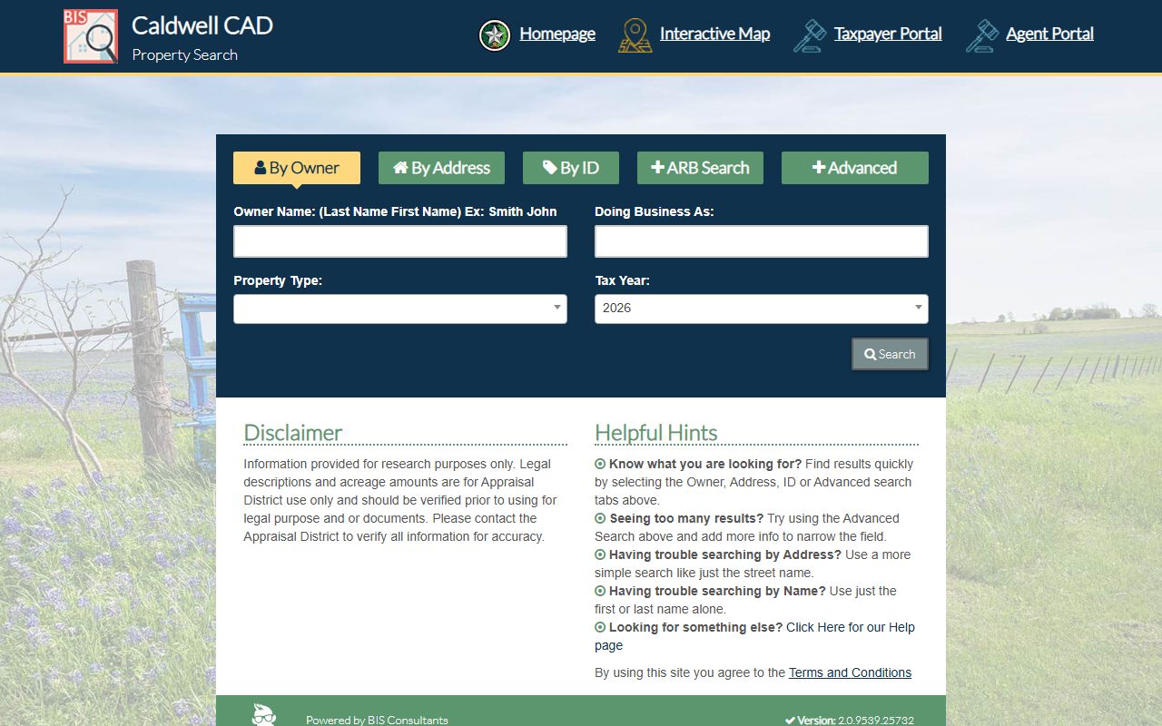 Caldwell Parish eSearch property database for tax records