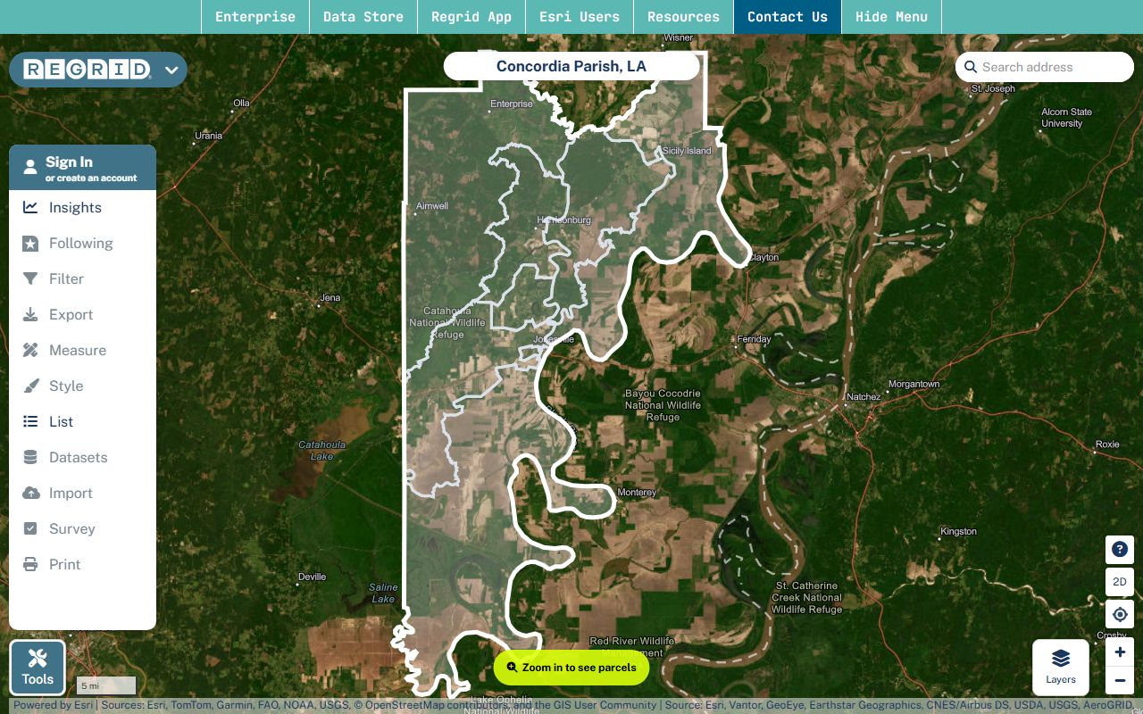 Catahoula Parish Regrid GIS mapping for property tax records
