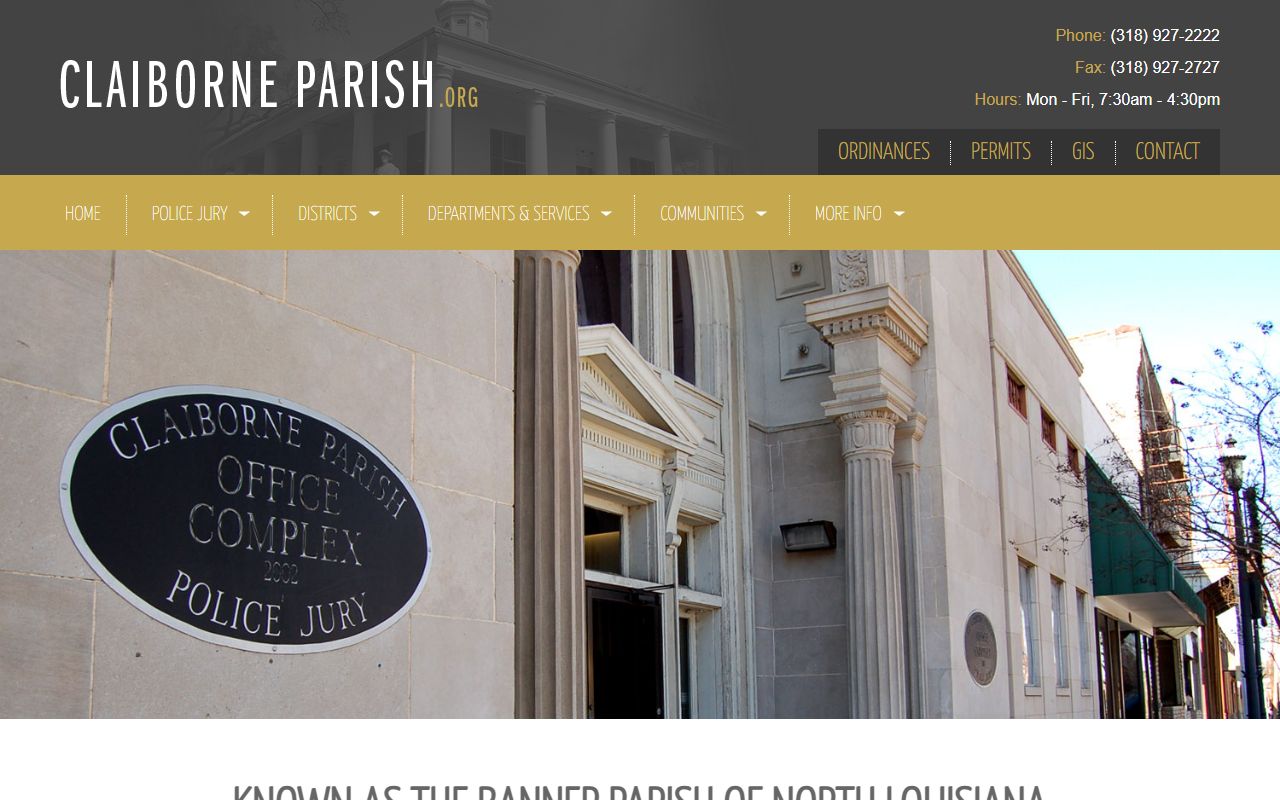 Claiborne Parish government website for property tax records information