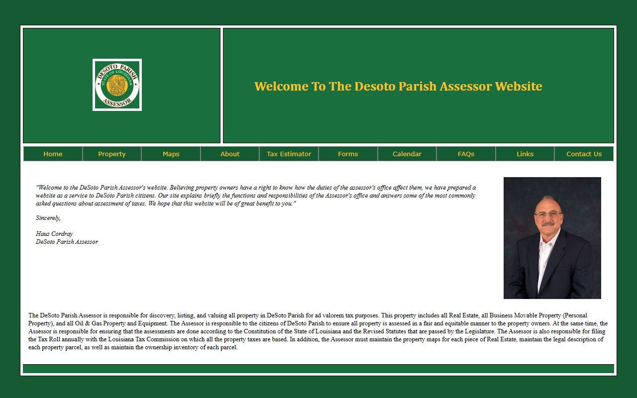 DeSoto Parish Assessor main website for property tax records