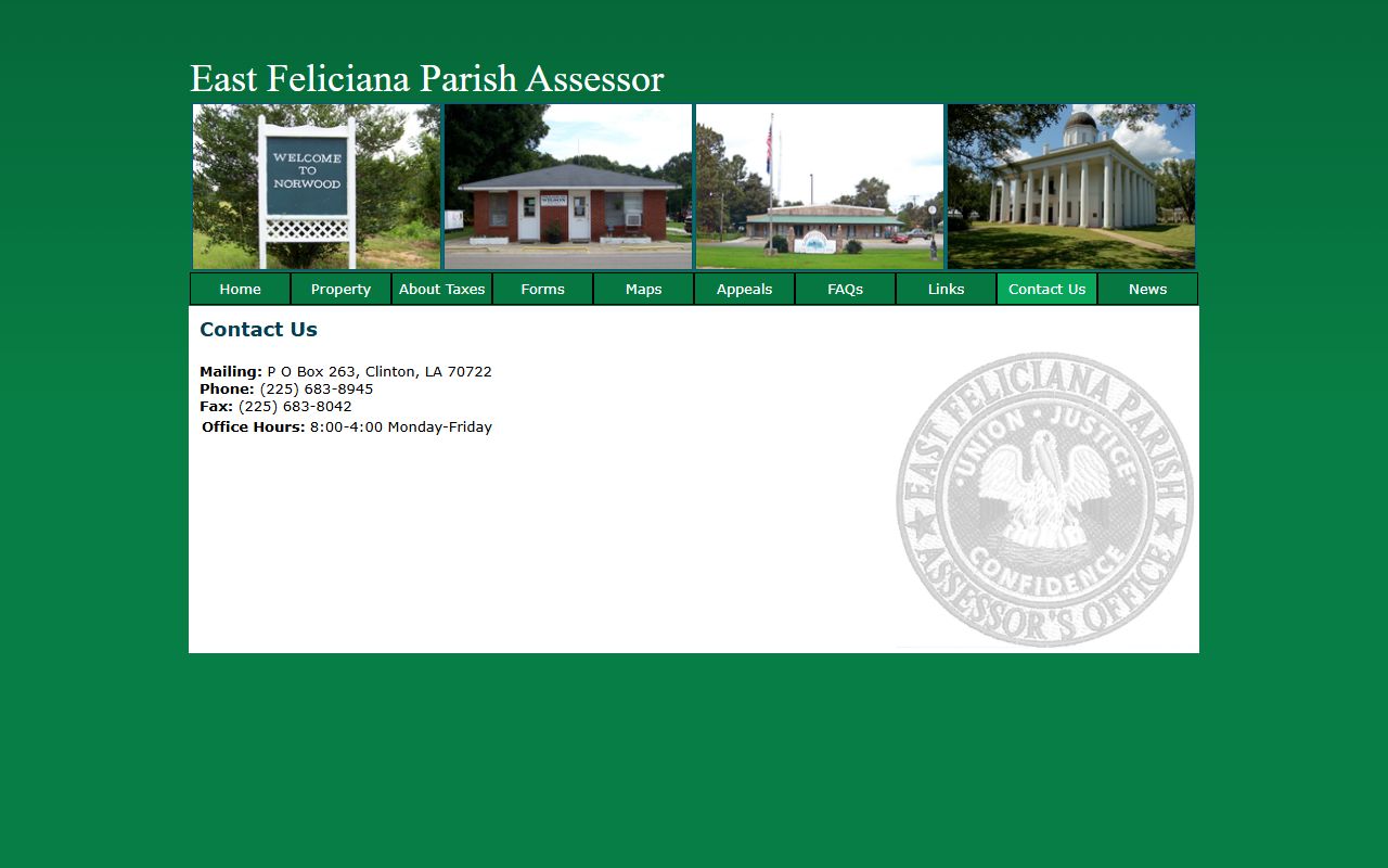 East Feliciana Parish Assessor contact information for property tax records