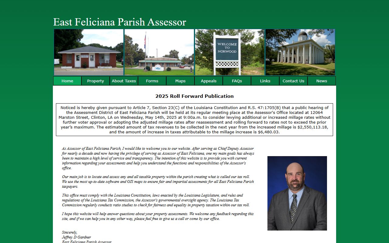 East Feliciana Parish Assessor website for property tax records