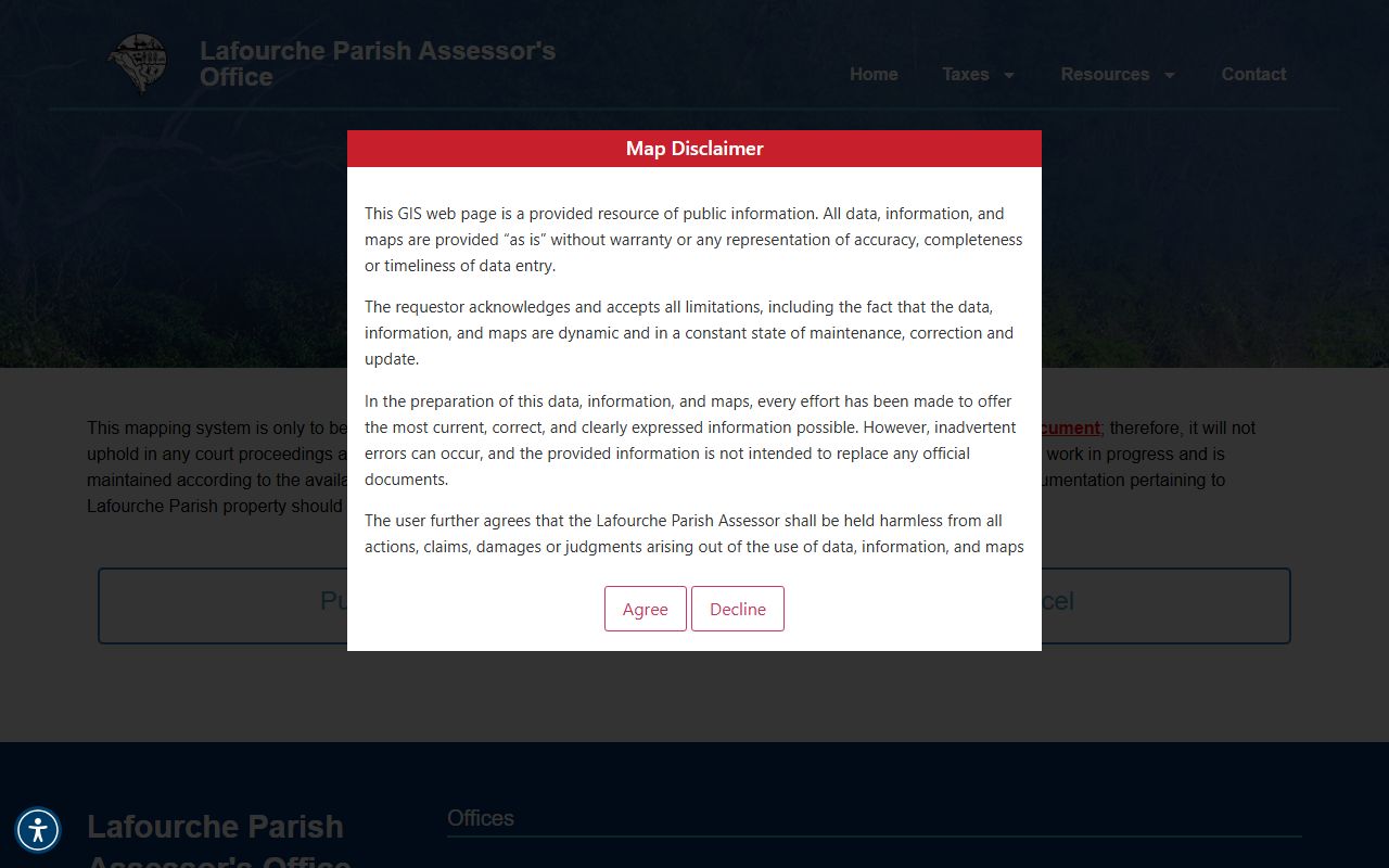 Lafourche Parish assessor maps page for property tax records