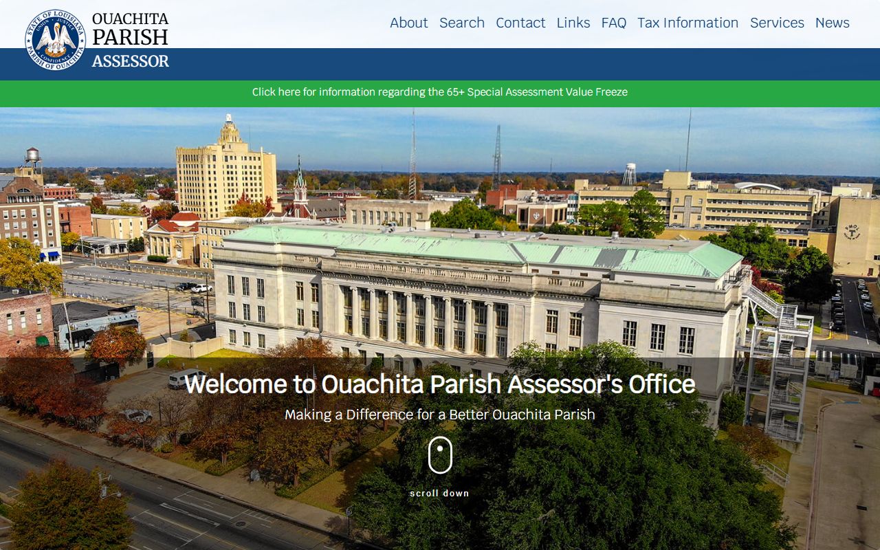 Ouachita Parish Assessor website for property tax records