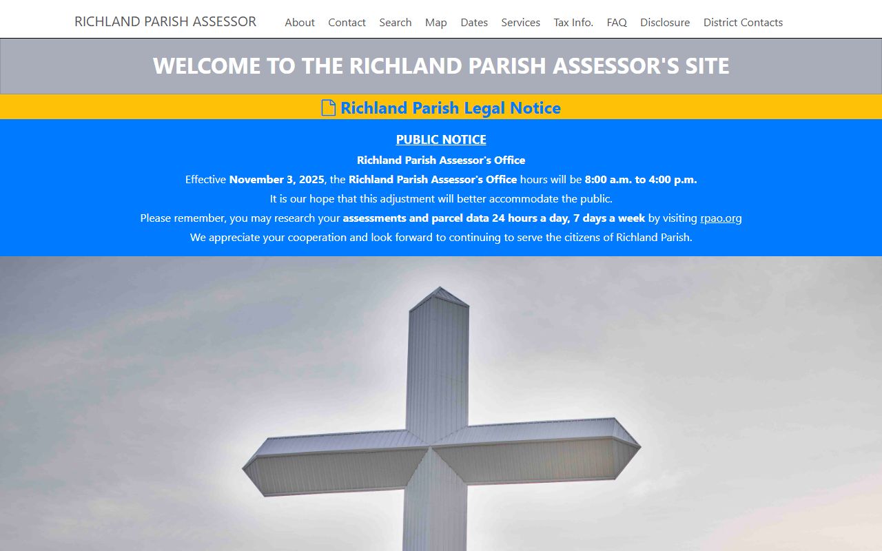 Richland Parish Assessor website for property tax records