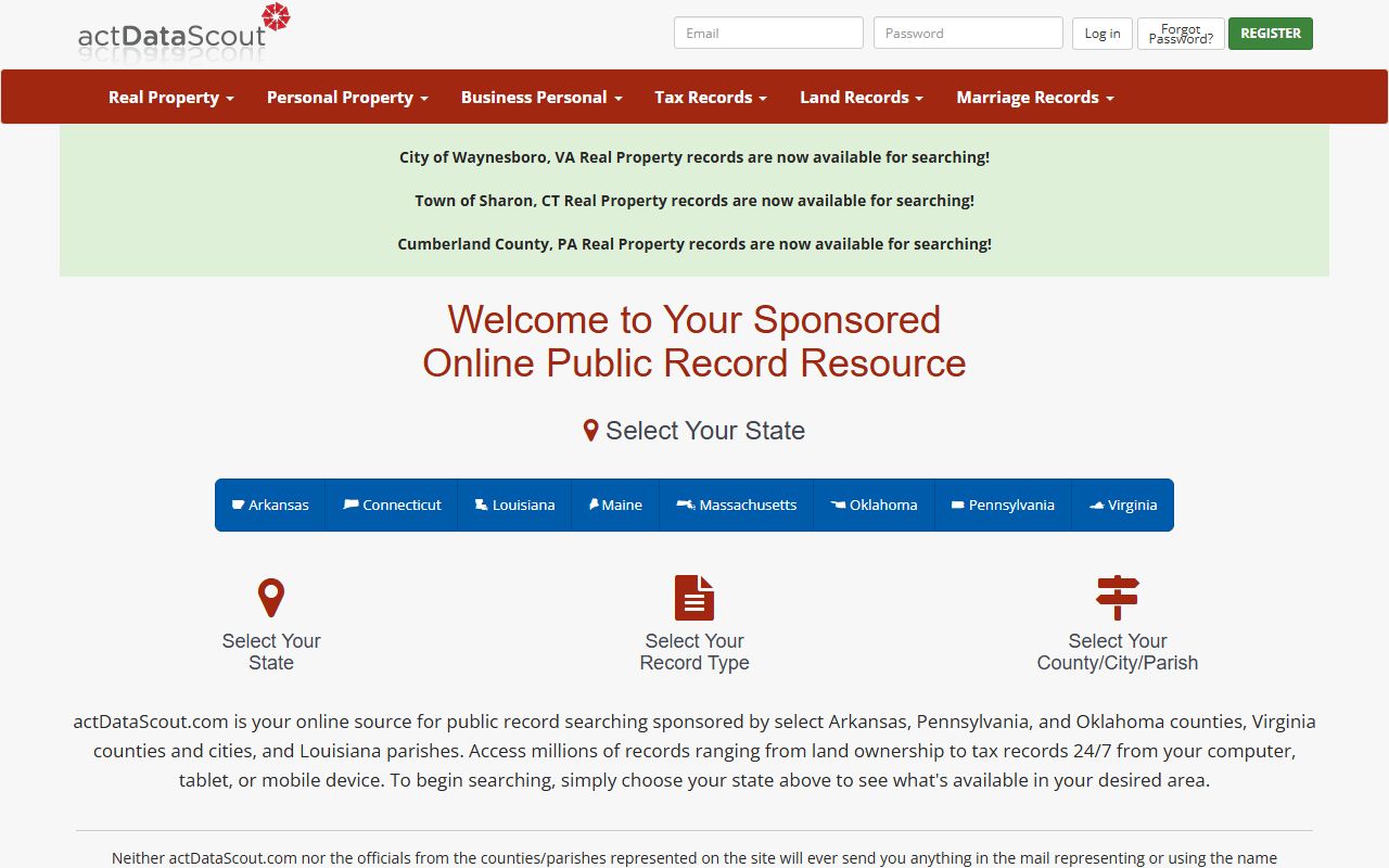 St. Mary Parish actDataScout property tax records search portal