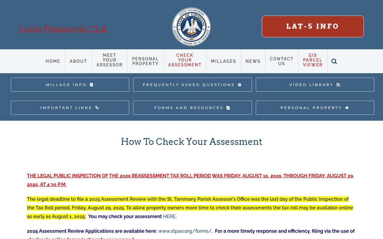 St. Tammany Parish property search portal for looking up tax records