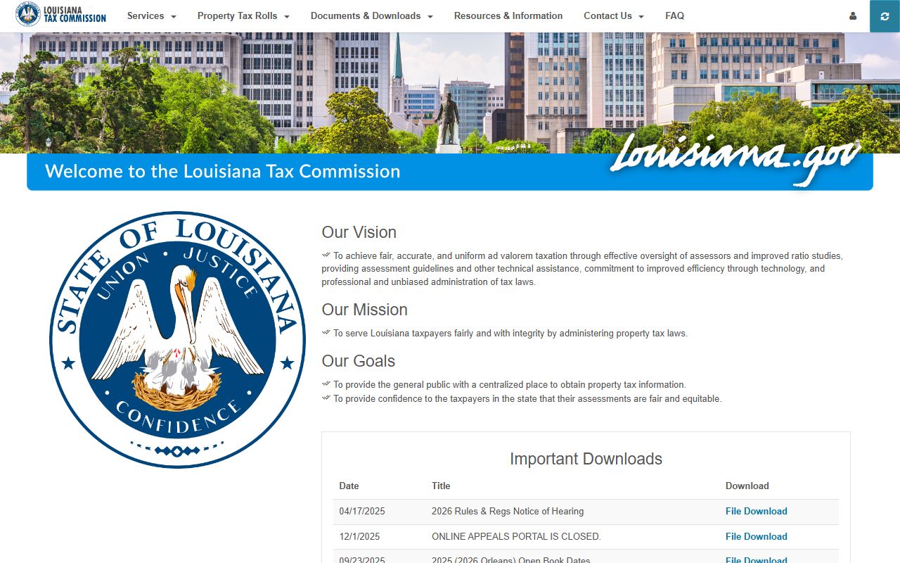Louisiana STAX portal for property tax appeals and records